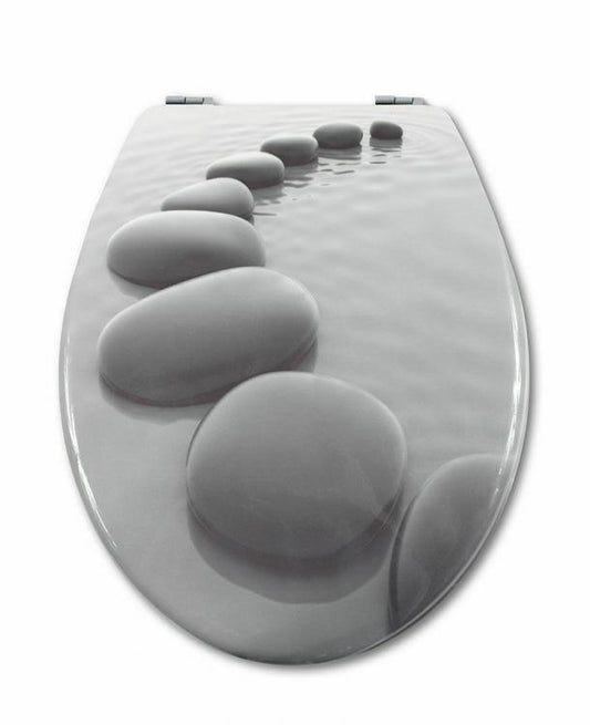 Copriwater Universale Con Stampa Legno Mdf Resistente Acciaio Wc Bagno SASSI