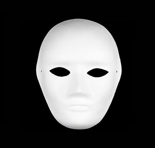 12 MASCHERA BIANCA VISO INTERO CARTA PER DIPENGERE CARNEVALE TEATRALE UOMO DONNA