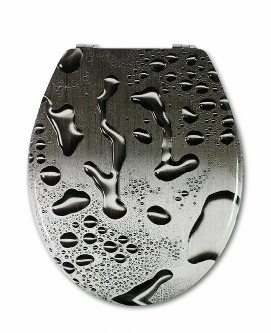 Copriwater Universale Con Stampa Legno Mdf Resistente Acciaio Wc Bagno Bagnato