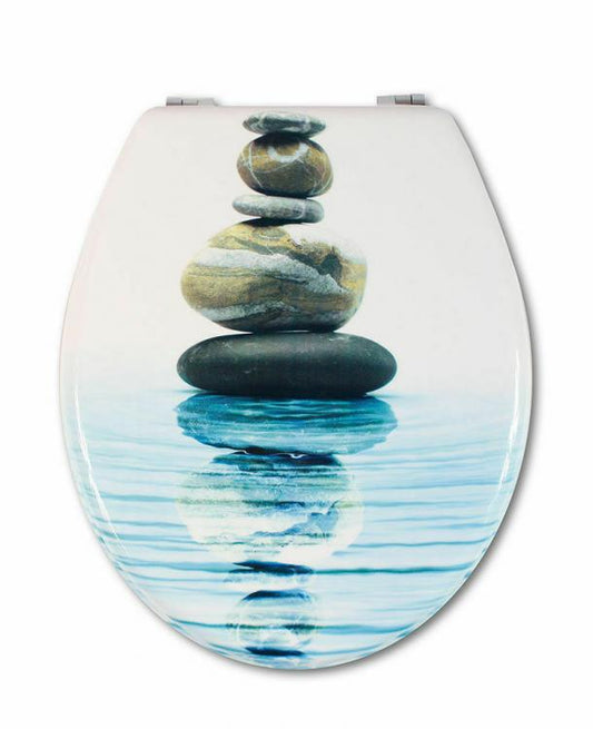 Copriwater Universale Con Stampa Legno Mdf Resistente Acciaio Wc Bagno SASSI MARE