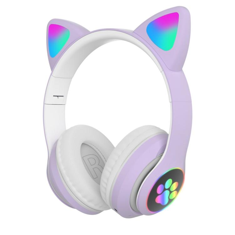 Cuffie Bluetooth Wireless Con LED A Forma Di Gatto – Auricolari BT028c – Rosa/Rosso/Grigio