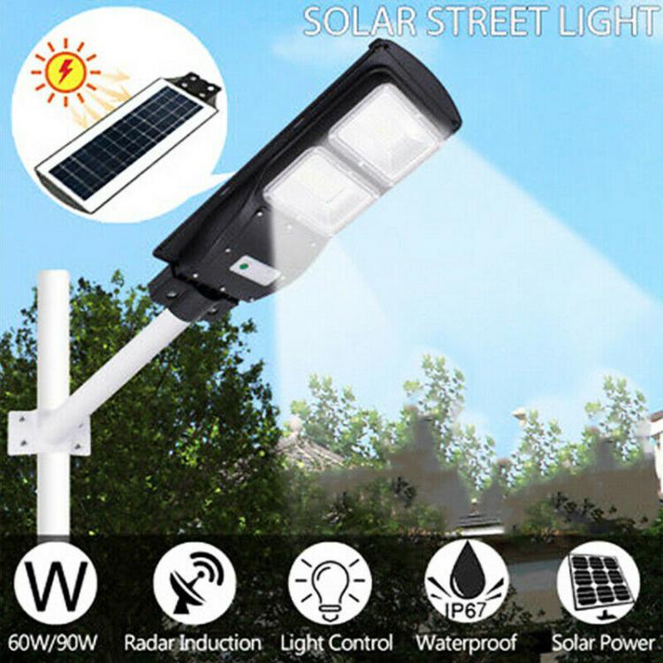 Lampione Stradale Faro Led 60W Pannello Solare Telecomando Sensore Crepuscolare