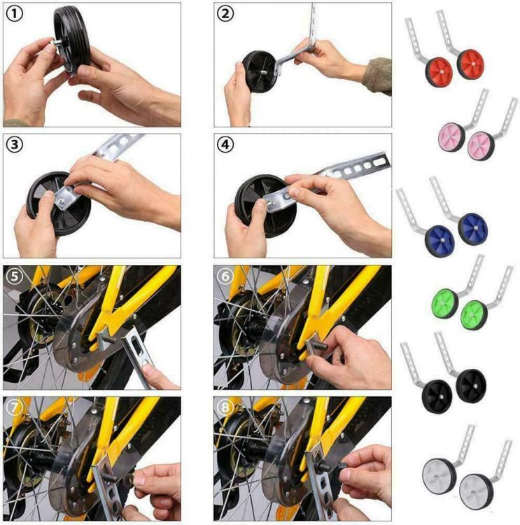 Rotelle Rotelline Universali Bici Bimbo Stabilizzatori Bicicletta 12-14-16-18-20