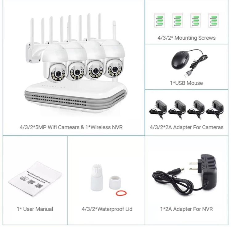 Kit Videosorveglianza Wireless Nvr 4 Canali 4 Telecamere Ptz Motorizzate Wi-Fi