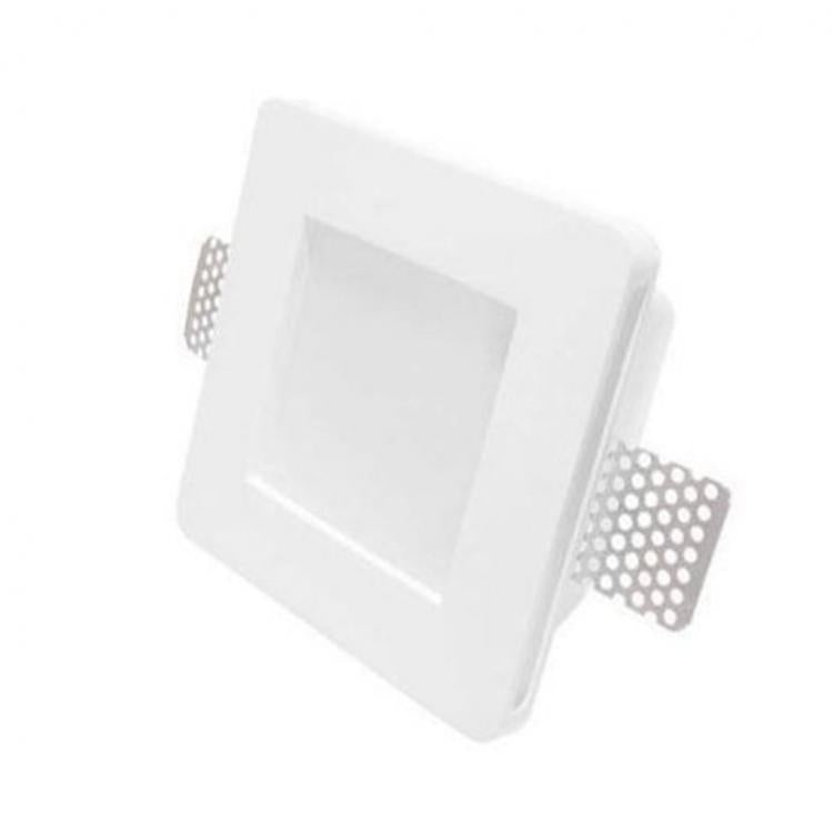 Porta Faretto In Gesso Attacco Lampada Gu10 Quadrato Led Controsoffitto Vetro