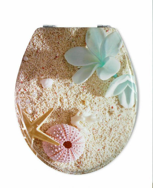 Copriwater Universale Con Stampa Legno Mdf Resistente Acciaio Wc Bagno SABBIA