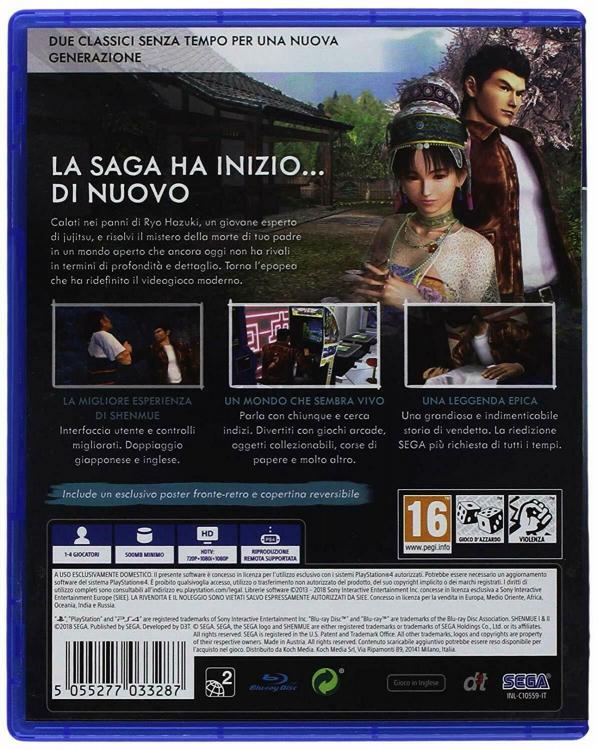 Shenmue Hd 1 E 2 Collezione Ps4 Videogioco Playstation 4 Italiano Nuovo Eu Ita