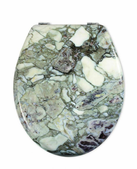 Copriwater Universale Con Stampa Legno Mdf Resistente Acciaio Wc Bagno MARMO VERDE