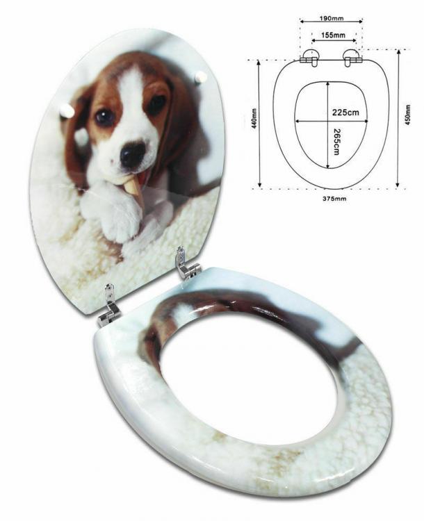 COPRIWATER UNIVERSALE CON STAMPA LEGNO MDF RESISTENTE ACCIAIO WC BAGNO BEAGLE
