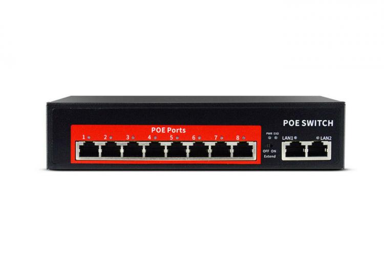 Switch Ethernet 8 Porte Poe 2 Fe Di Rete Rj45 Lan 100Mbps Videosorveglianza 120W