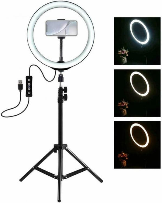 Treppiedi Anello Luminoso Video Luce Led Fotografia Cellulare Selfie Trucco 26Cm