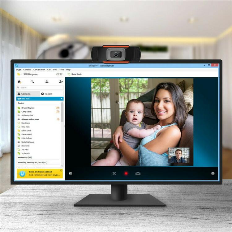 Webcam Hd 480P Con Microfono Integrato Smart Working Skype Video Camera Per Pc