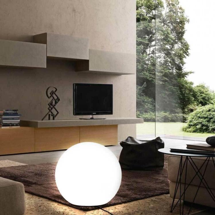 Lampada Sfera Da Giardino Ø 50Cm Luce Esterno Palla Terra E27 Bianco + Picchetti