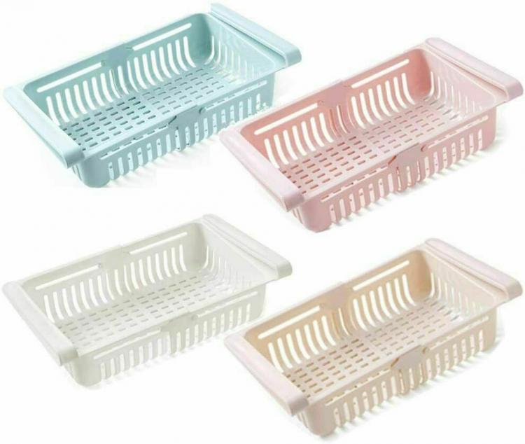 2PZ ORGANIZER FRIGO CASSETTO CONTENITORE SALVASPAZIO CESTELLO PER FRIGORIFERO
