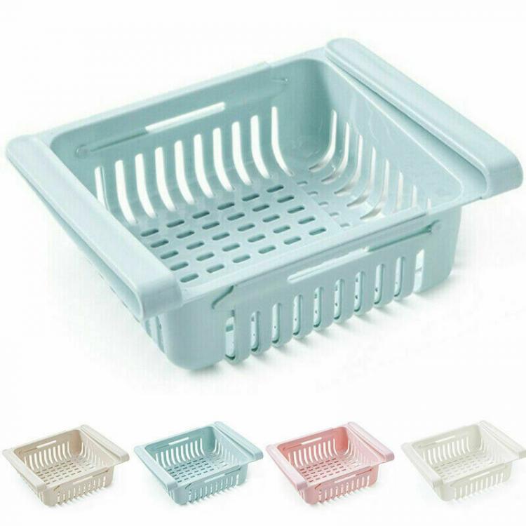 2PZ ORGANIZER FRIGO CASSETTO CONTENITORE SALVASPAZIO CESTELLO PER FRIGORIFERO