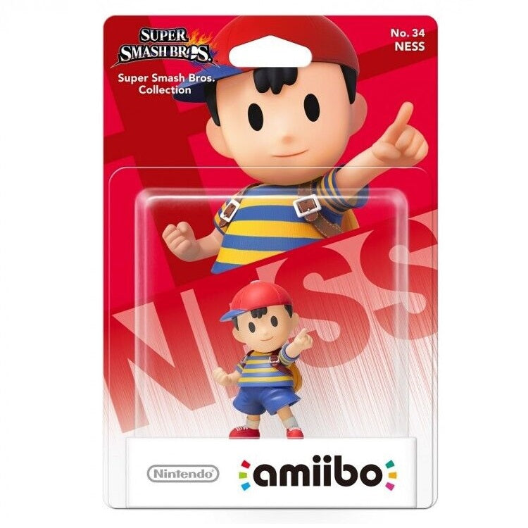 AMIIBO NINTENDO SUPER SMASH BROS COLLECTION - NESS NO.34 FIGURE 9CM NUOVO BOY