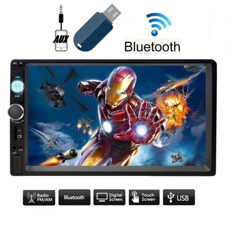 Autoradio 2 Din 7" Player Mp5 TOUCH SCREEN STEREO BLUETOOTH USB SD AUX - NO GPS