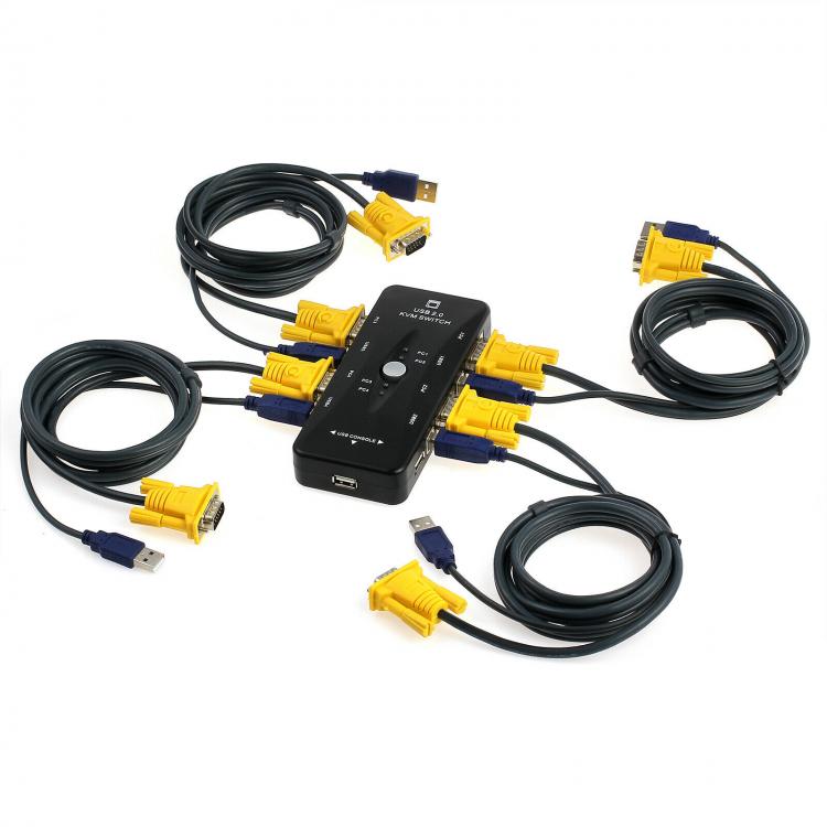 Kvm Switch Adattatore Usb Vga 4 Porte Pc In 1 Tastiera Mouse Monitor Computer