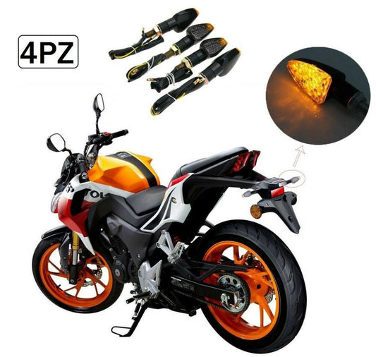 4X FRECCE MOTO UNIVERSALE 12 LED INDICATORI DIREZIONE SEGNALE LUCI LUCE GIALLA