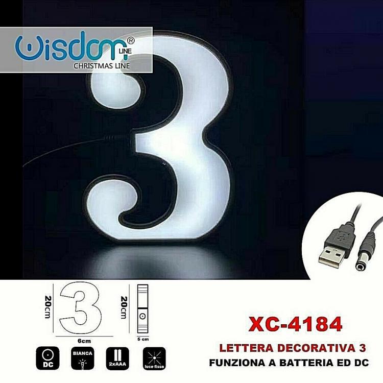 Numero 3 Led Decorativa Luminosa A Batterie Natalizia Per Addobbi Luce Bianca