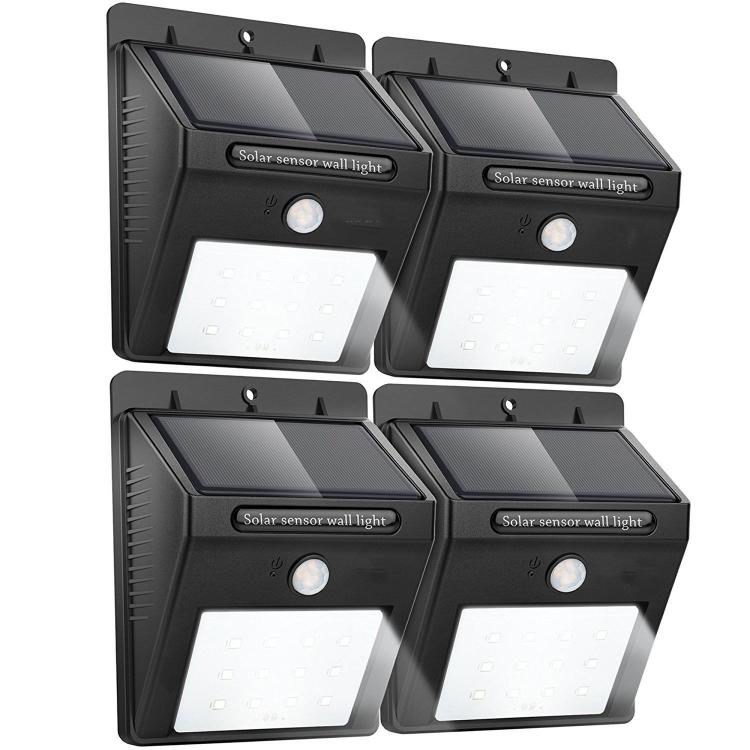 4 LAMPADA LED SOLARE DA ESTERNO GIARDINO FARETTO FOTOVOLTAICO CON SENSORE LUCE