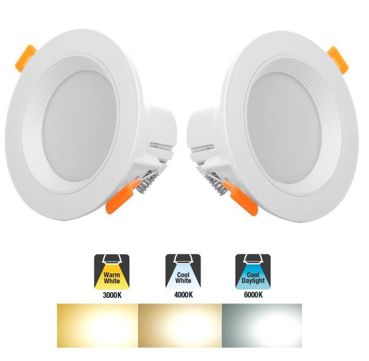 10x FARETTO INCASSO LED 5W 3in1 LUCE BIANCA FREDDA NATURALE CALDA SOFFITTO MOLLA