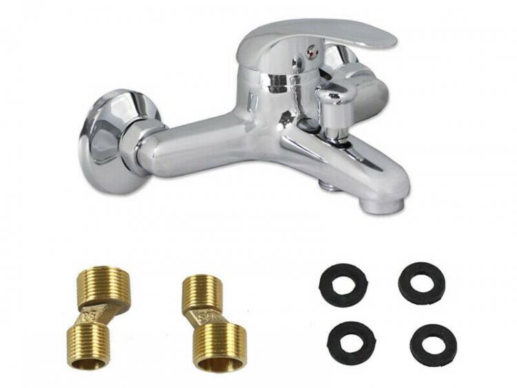 Rubinetto Vasca A Parete Miscelatore Con Innesto Doccia Bagno Cromato Bari-52928