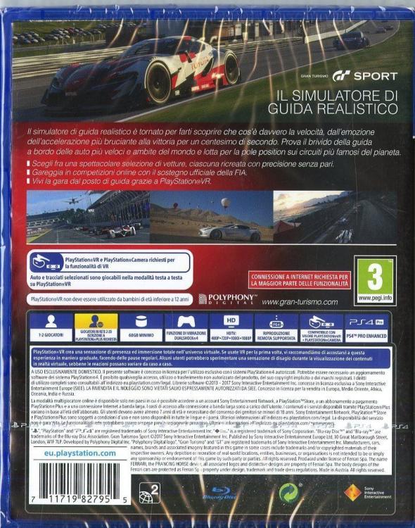 Gran Turismo Sport Ps4 Videogioco Gt 7 Sport Ps4 Italiano Vr Play Station 4 Ita