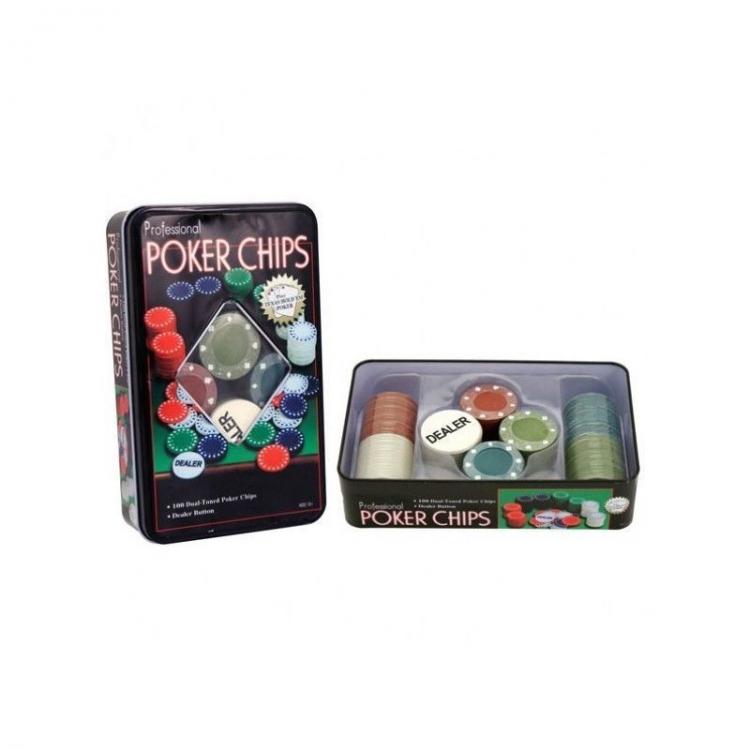 Set Completo 100 Fiches Texas Hold'Em-Poker Black Jack + Dealer Gioco Da Tavolo