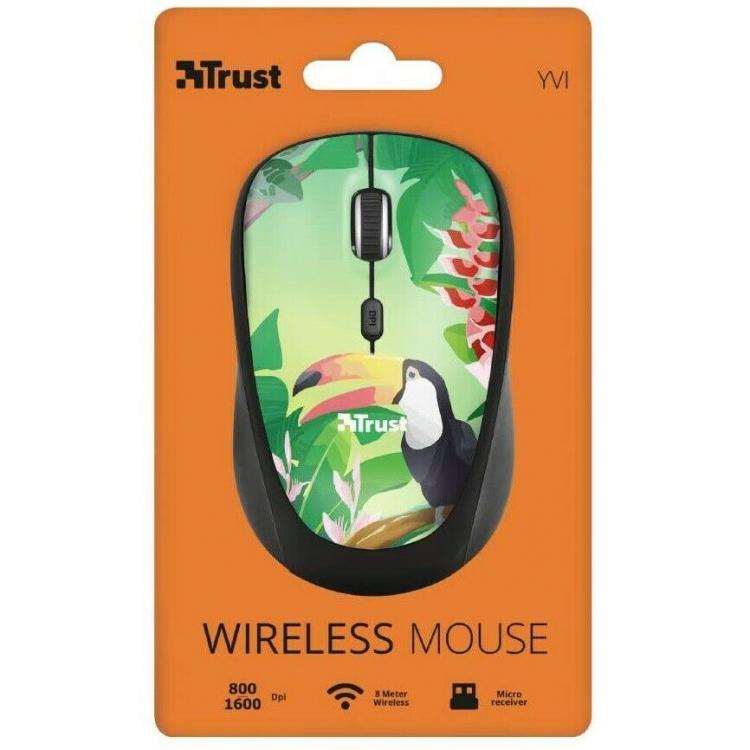 Trust Mouse Ottico Wireless Yvitoucan Verde Tropicale 1600Dpi Usb Senza Filo Dpi