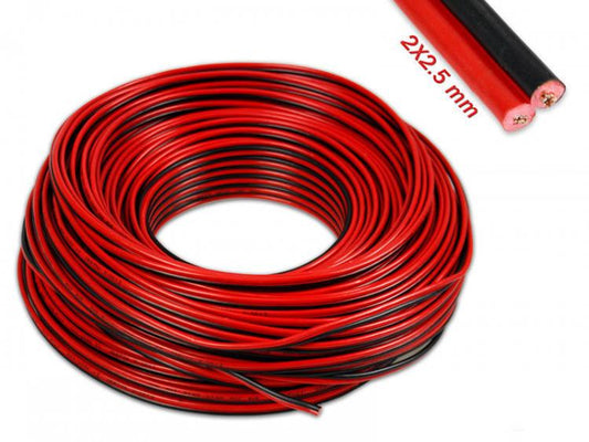 Matassa Cavo Audio 85M Metri Bipolare Per Casse Stereo Rosso Nero 2X2,5Mm Auto