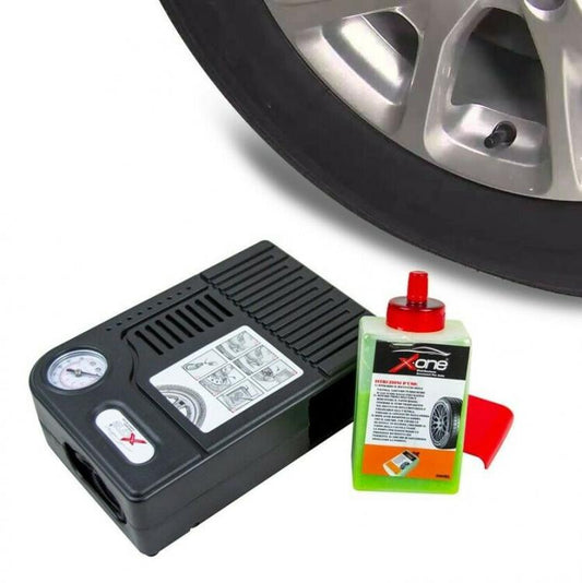 Kit Gonfia E Ripara Forature Gomme Ruote Pneumatici Auto - Liquido + Compressore
