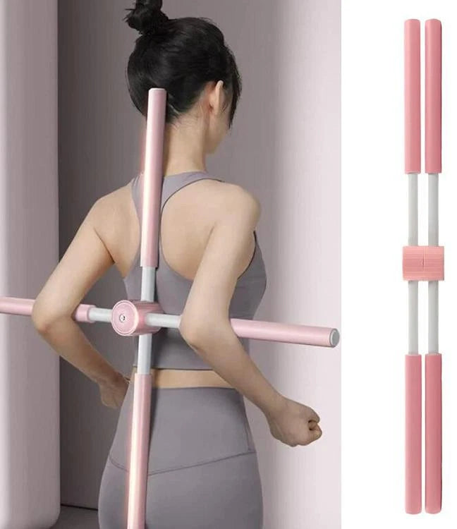 Bastone Correttore Posturale Yoga Stick Attrezzo Postura Colonna Fascia Schiena Rosa