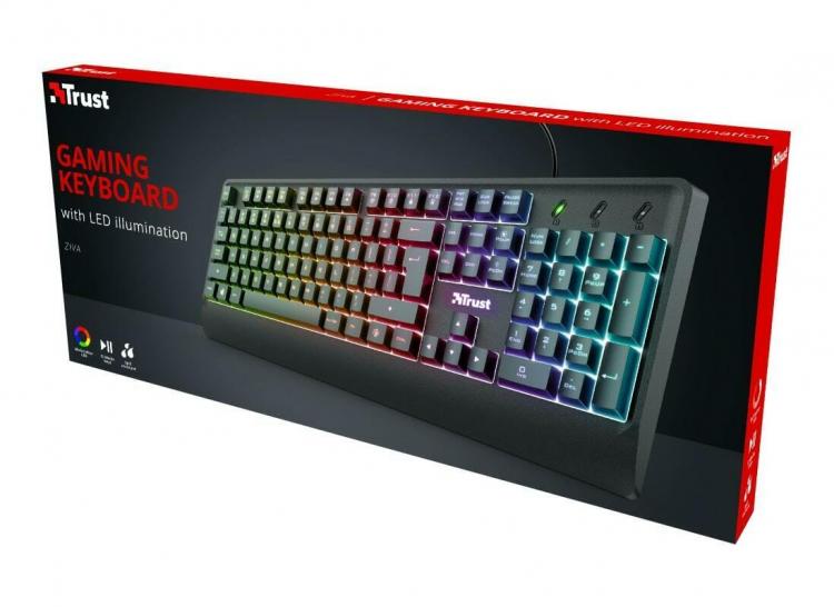 Kit Tappetino Mousepad Gaming Mouse Xxl+Tastiera Trust Ziva Led Pc Illuminata