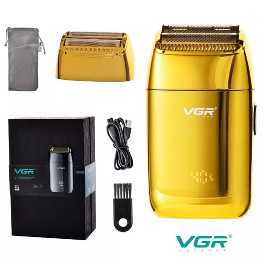 VGR V-399 Rasoio Barba Elettrico Ricaricabile Professionale 2 Lame e Display Led