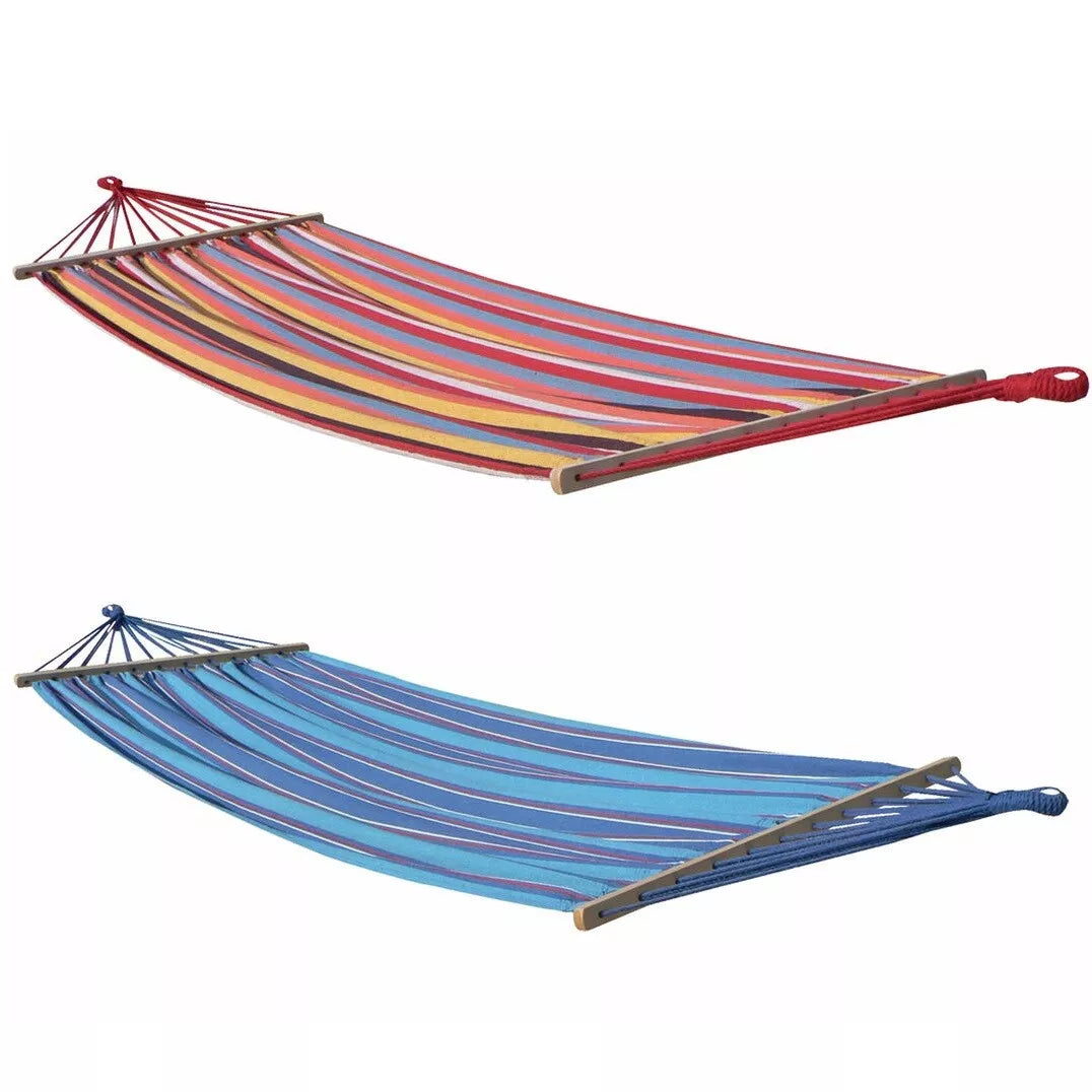 Amaca Classica Cotone 80x200 Da Giardino Campeggio Sostegno Asse Legno E Tessuto