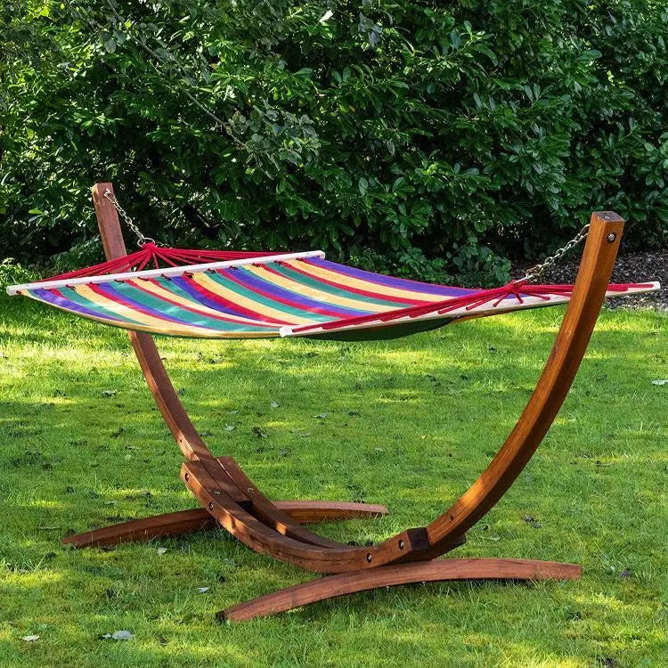 Amaca Classica Cotone 80x200 Da Giardino Campeggio Sostegno Asse Legno E Tessuto