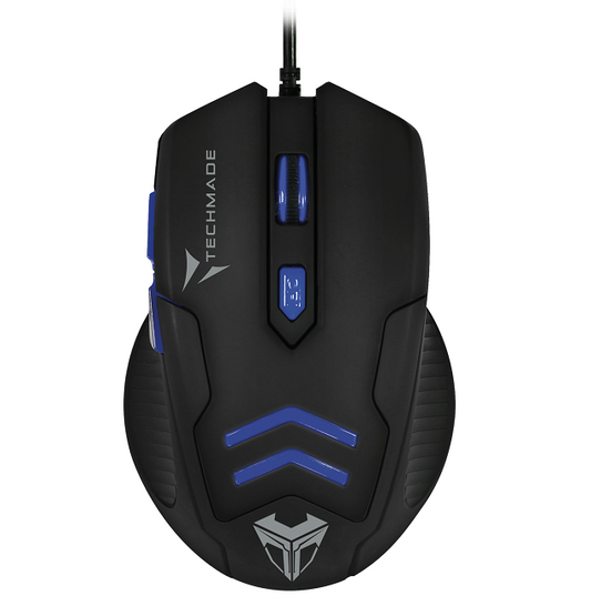 Techmade Kit Mouse Usb + Tappetino Gaming Blu Led Desktop Mousepad Pc Notebook