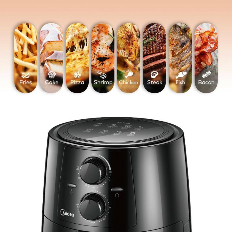 Midea Friggitrice Ad Aria Senza Olio Airfryer Tn35A2 6000 Series 3.5L 1450W Nero