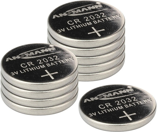 10 Pz Ansmann Batteria A Bottone Cr2032/3v Al Litio Telecomando Chiave Pila Auto