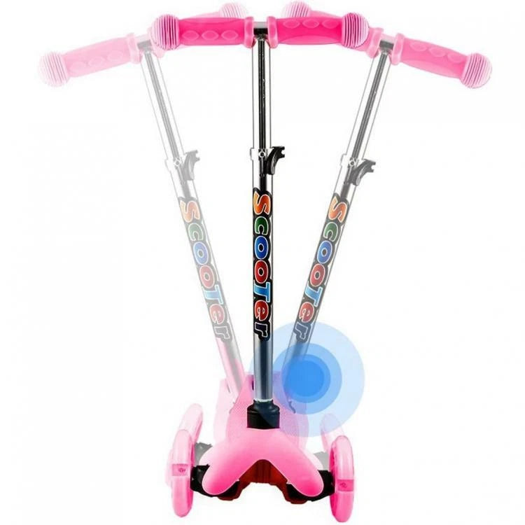 Monopattino 3 Ruote Per Bambino/Bambina Altezza Regolabile Freno Luci (Fucsia)