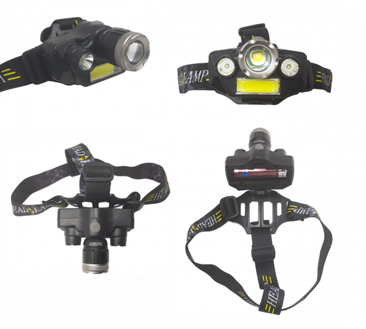 Torcia Testa Lampada Frontale Ricaricabile 4 Led Pesca Caccia Bicicletta Zoom T6