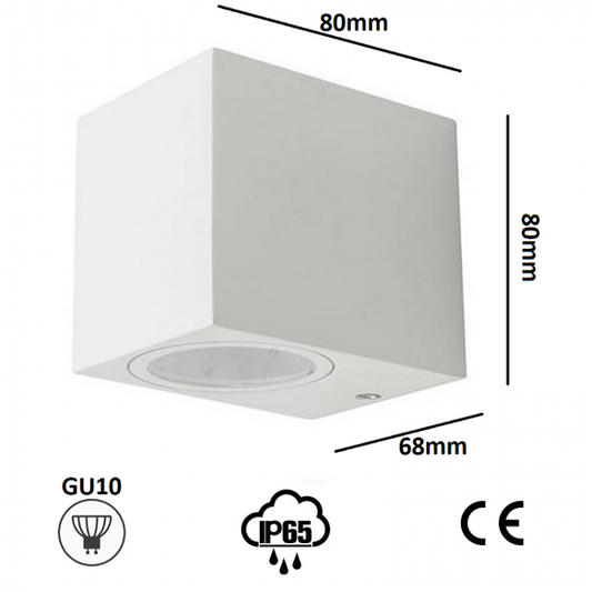 APPLIQUE PER ESTERNO LED LAMPADA GIARDINO ATTACCO GU10 MURO FARETTO IP65/BIANCO