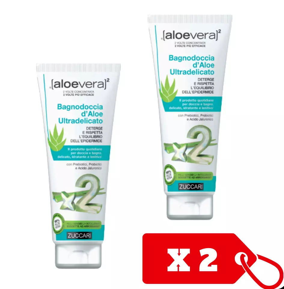 2pz Zuccari Aloe Vera Bagno Doccia Ultradelicato Pelli Sensibili Anti Arrosamento