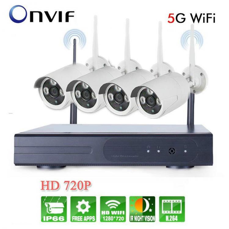 Kit Videosorveglianza Nvr Dvr 4 Telecamere Wifi Wireless Senza Fili Da Cellulare