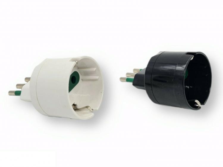 5pz ADATTATORE SPINA PICCOLA 10A S11 CON PRESA SHUKO BIANCO ITALIA 1500W |XC5038