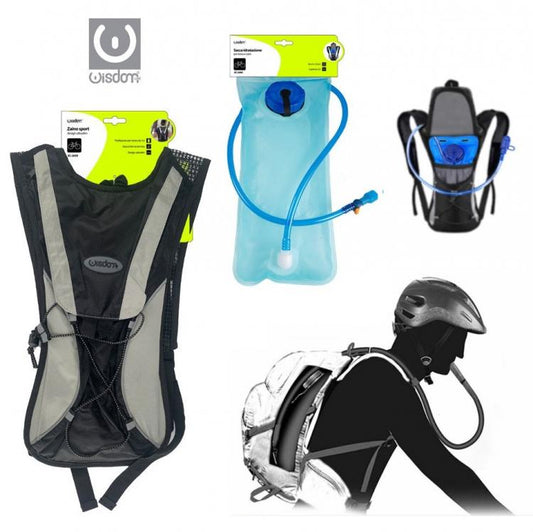 Zaino Idrico Con Sacca D'Acqua 2Lt Bici Ciclismo Trekking Sport Water Backpack