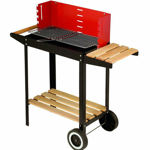BBQ BARBECUE A CARBONE CARBONELLA LEGNO GRILL GIARDINO RUOTE GRIGLIA REGOLABILE