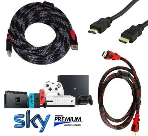 CAVO HDMI VIDEO 5M METRI MASCHIO per PS4 XBOX ONE SWITCH TV SKY FULL HD 2K - 4K