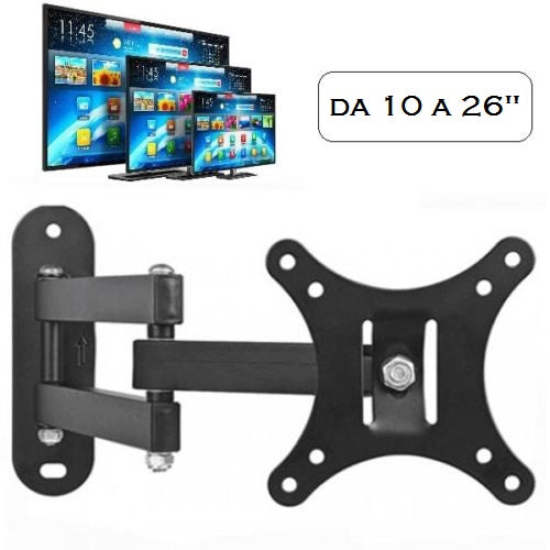 Staffa Porta Tv Monitor 10" 14" 19" 21" 22" 24" 26" Supporto Parete Braccio Led
